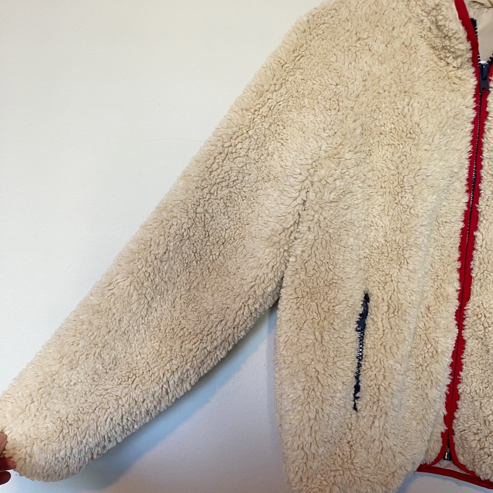 MOTHER Cream Teddy Jacket with Red Accents - Picture 9 of 13